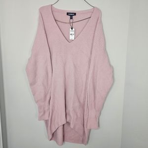 NWT Oversized Express Pink Knit Nylon Sweater - Womens M